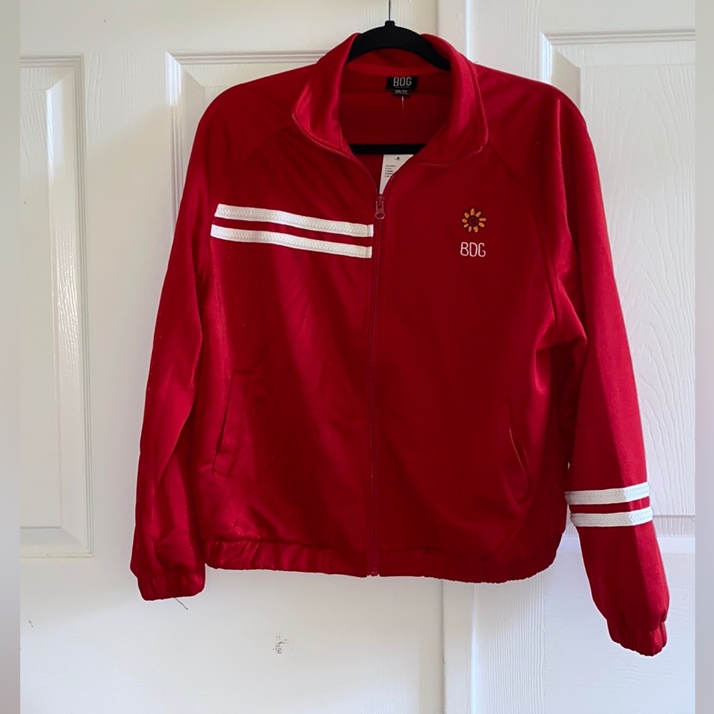 BNWT UO Red Varsity Track Jacket with Sun Embroidery